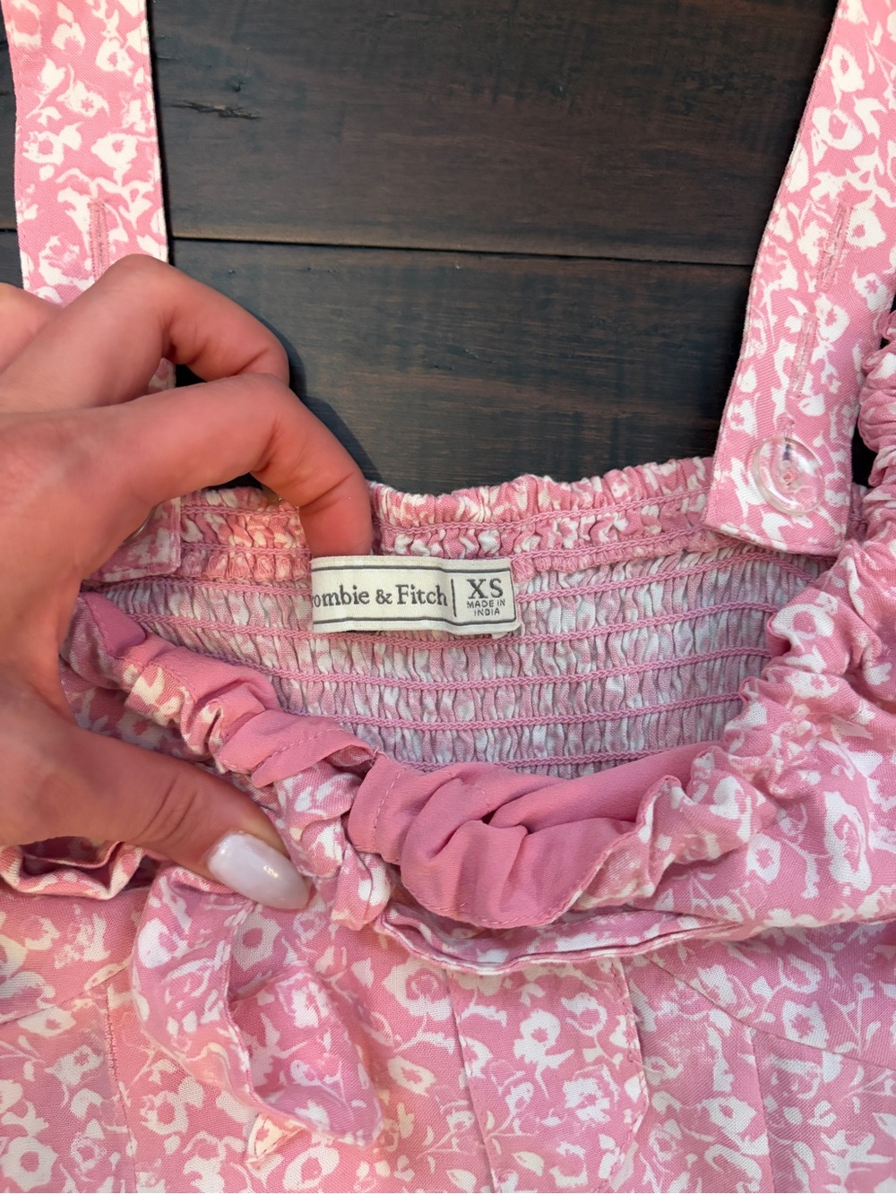 Abercrombie & Fitch Dusty Pink Tie-Front floral feminine dainty girly Midi Dress - Picture 8 of 8
